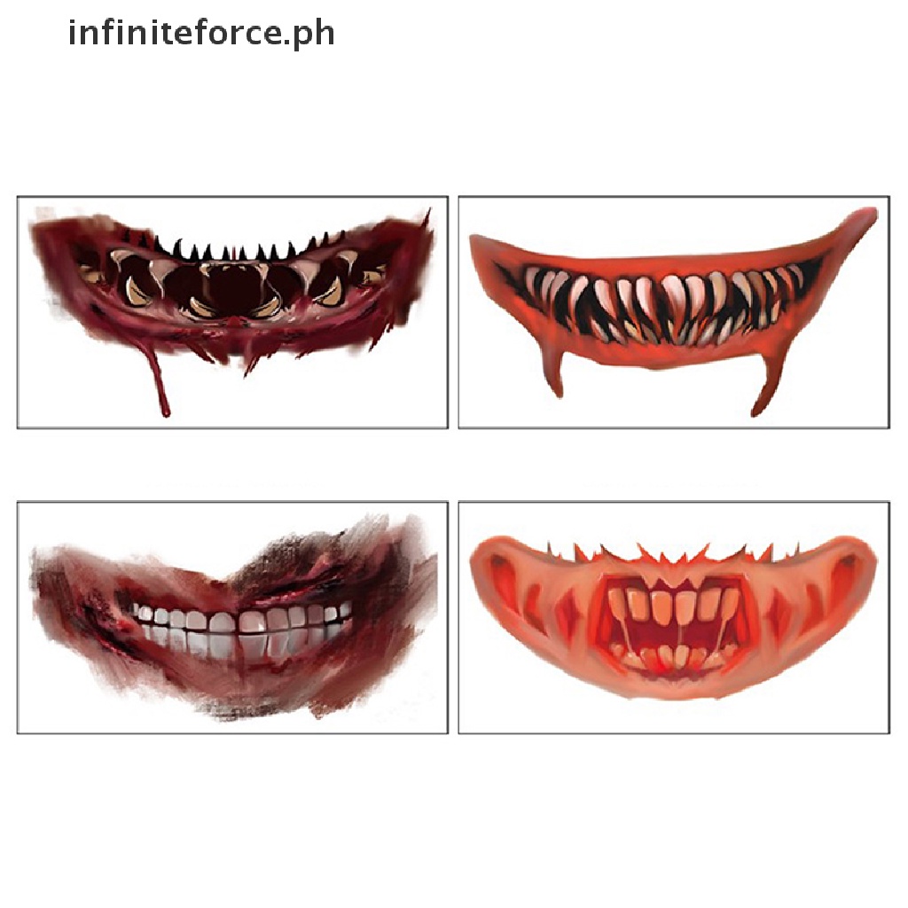 [IN]#1 Tờ Hình Xăm Dán Mặt Môi Miệng To Phong Cách Halloween