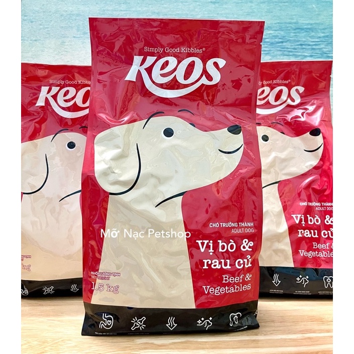 Thùng 6 túi x 1.5Kg Thức ăn cho chó trưởng thành mọi giống loài - Keos - thumbnail