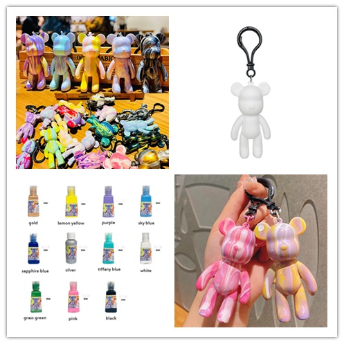 Móc Khóa Hình Gấu Graffiti Diy Dễ Thương Sáng Tạo