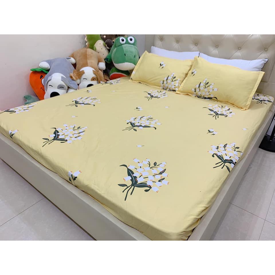 Bộ Ga Gối Cotton Poly - Hoa Chùm Vàng