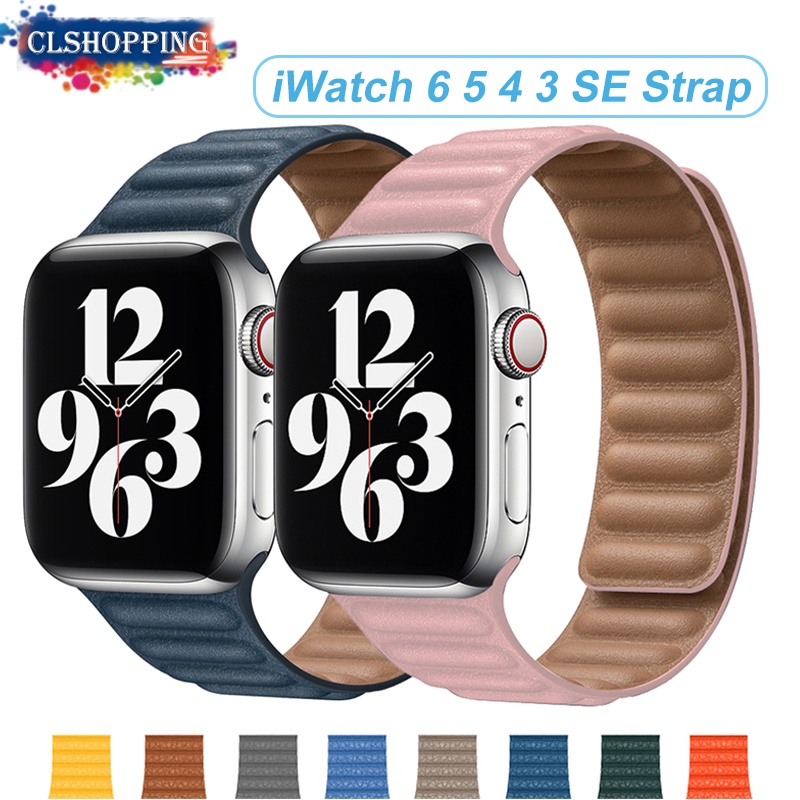 Dây đeo da từ tính thay thế cho đồng hồ Apple 44mm 40mm 38mm 42mm 3 5 4 6 Se