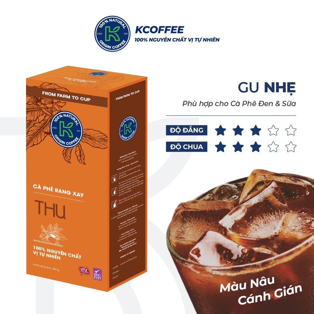 Cà phê rang xay nguyên chất K Thu 454g thương hiệu K COFFEE PHÚC SINH