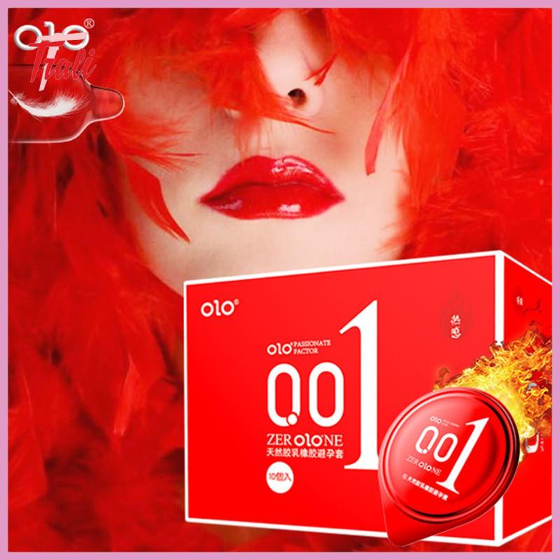 Bao Cao Su OLO 001 ĐỎ SIÊU MỎNG, NHIỀU GEL, TĂNG ĐỘ TRUYỀN ẤM hộp 10 bao
