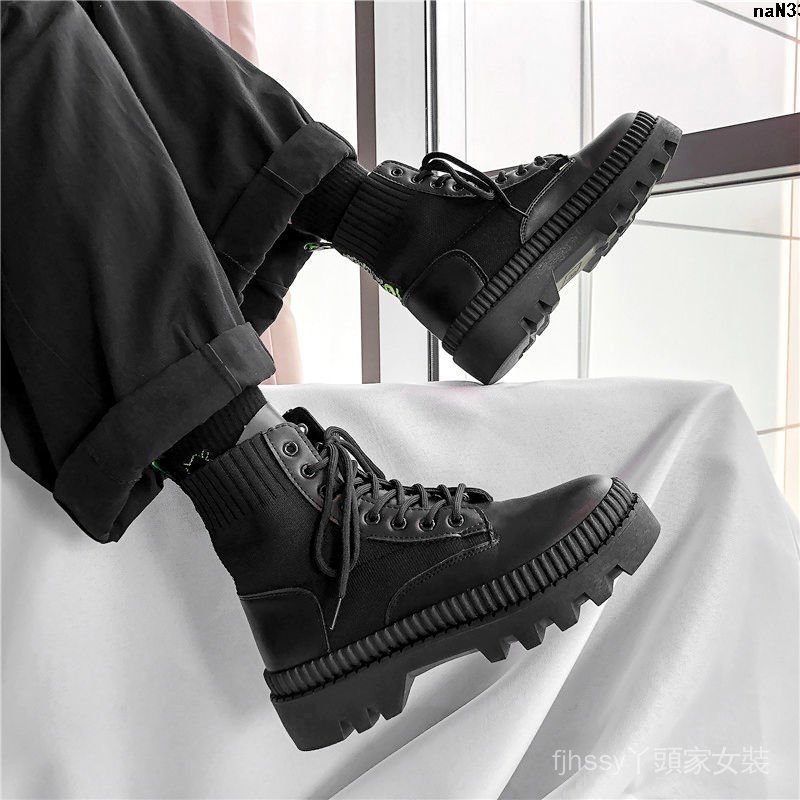 Giày bốt cổ cao đế dày bằng Cotton nhung màu đen thời trang mùa đông cho nam 8/1 | BigBuy360 - bigbuy360.vn