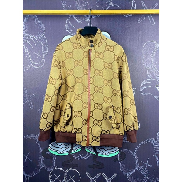 Áo khoác vải cổ đứng Gucci 2021 super Double G