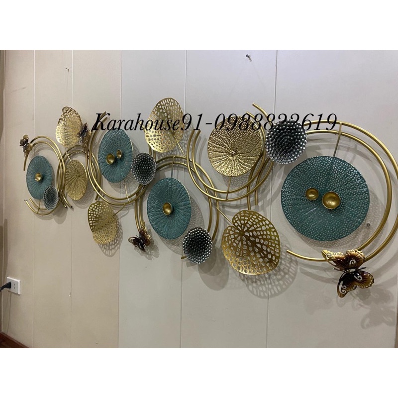 Tranh sắt treo tường lá sen trang trí, decor hiện đại. Bảo hành 3 năm