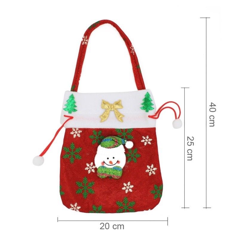 Túi Tote Dây Rút Thêu Họa Tiết Hoạt Hình Giáng Sinh 3D Dễ Thương