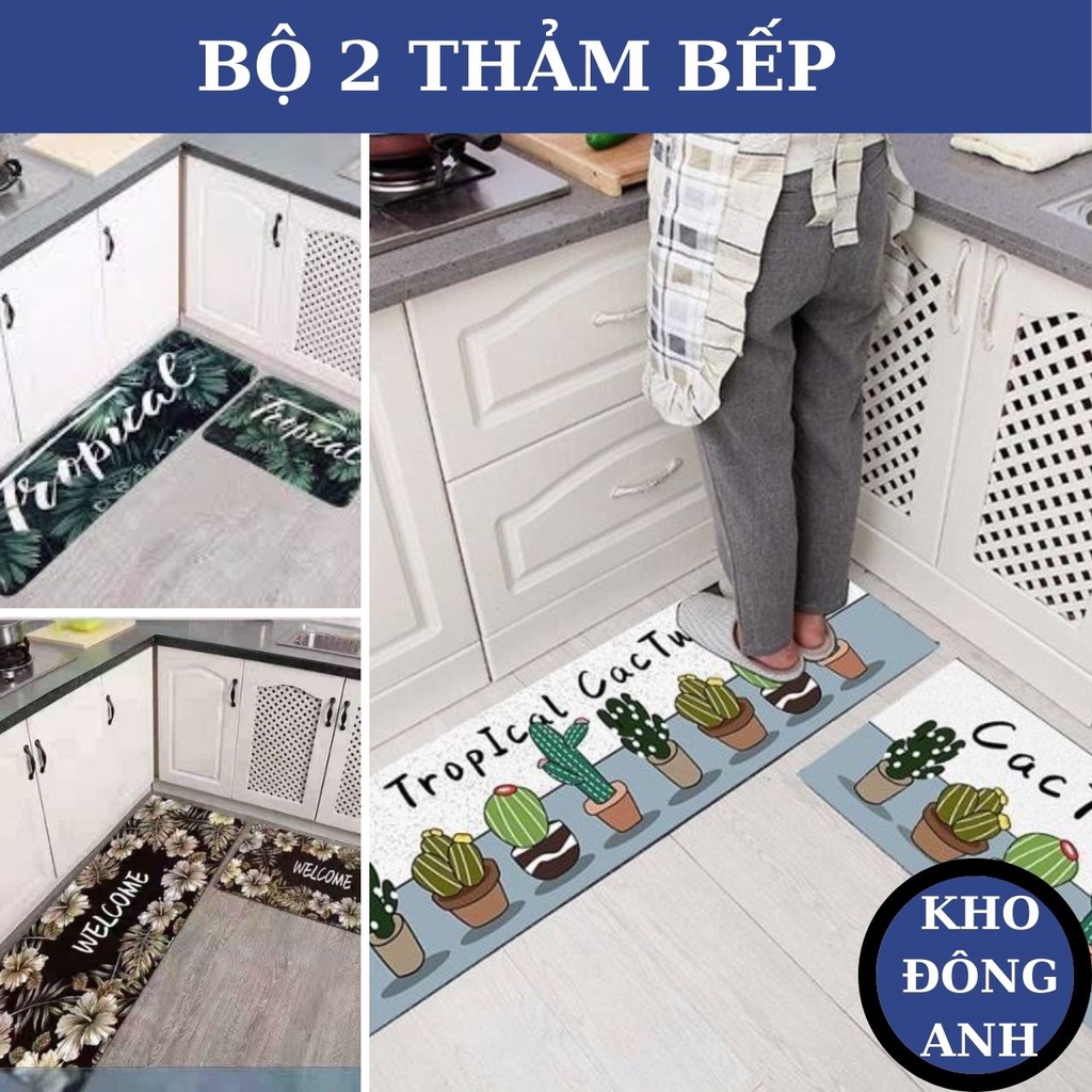 BỘ 2 THẢM BẾP CHỐNG TRƠN TRƯỢT CAO CẤP -- Kích thước 120x40 và 60x40 ( GIAO MẪU NGẪU NHIÊN)