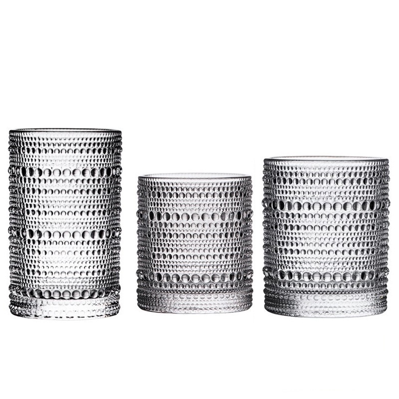Cốc thủy tinh đế bằng kẻ ô vuông sang trọng dùng trong tiệc rượu, trang trí phòng khách, quà tặng-Ráp