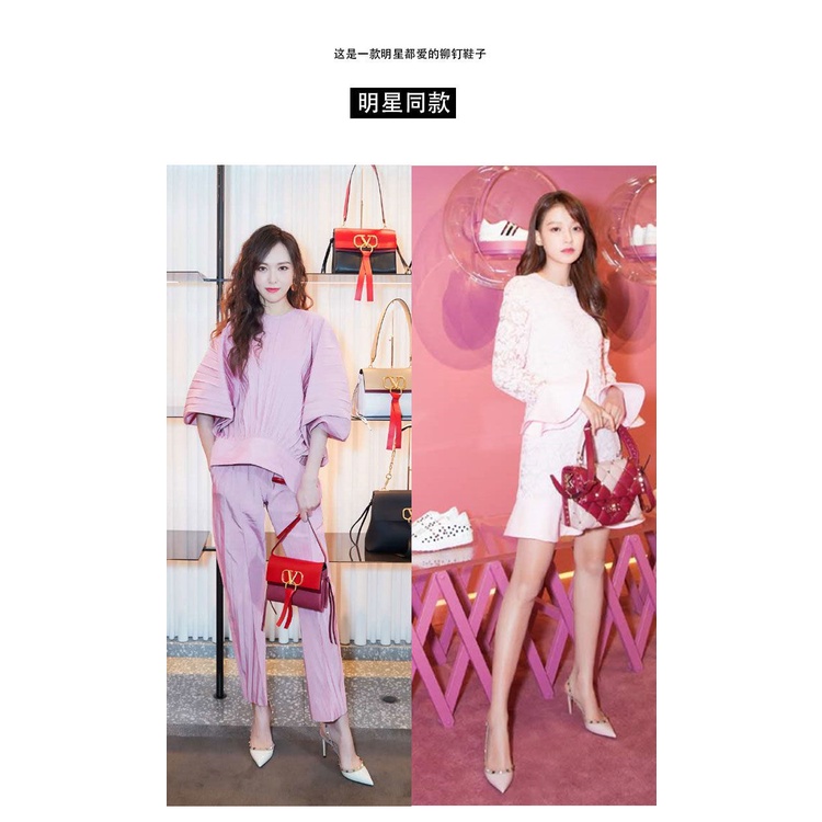 Giày Cao Gót Da Bóng Mũi Nhọn Đính Đinh Tán Thời Trang Mùa Hè 2022 Cho Nữ