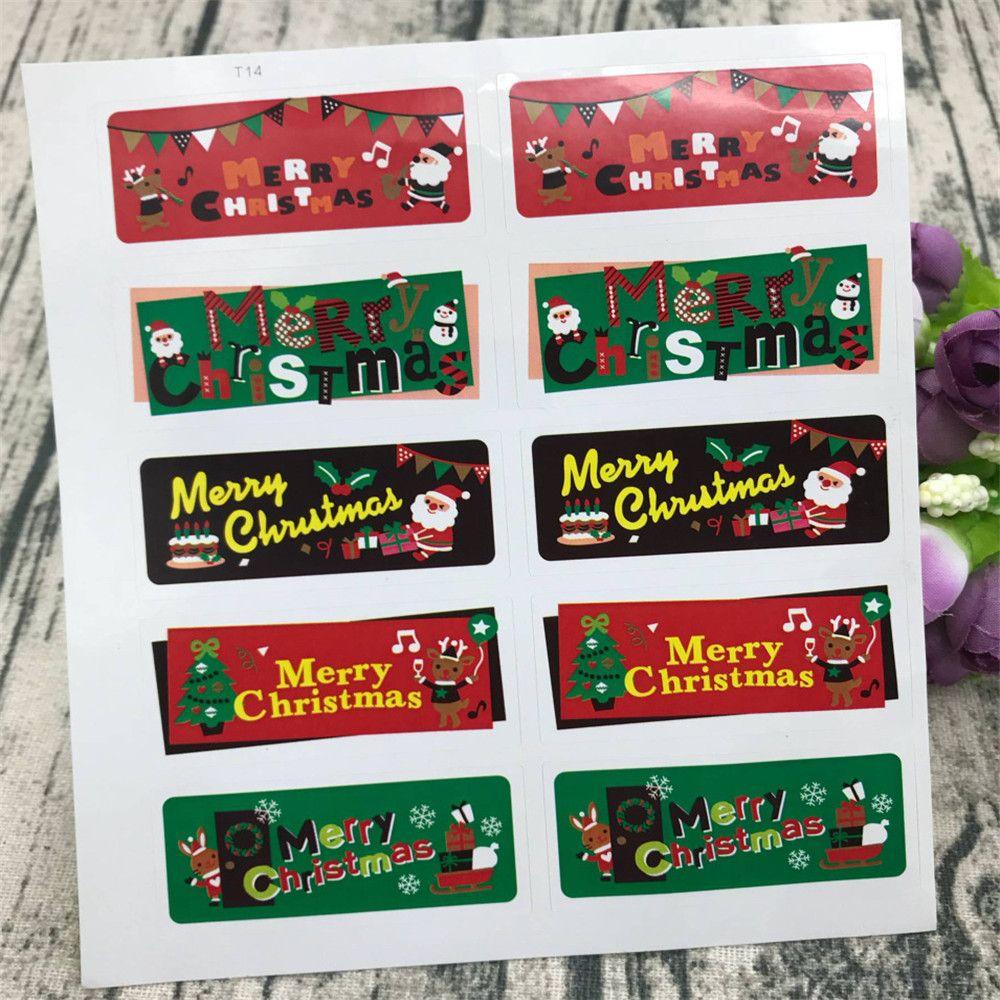 Set 50 / 100 Sticker Giấy Kraft In Hình Tuần Lộc Trang Trí Giáng Sinh
