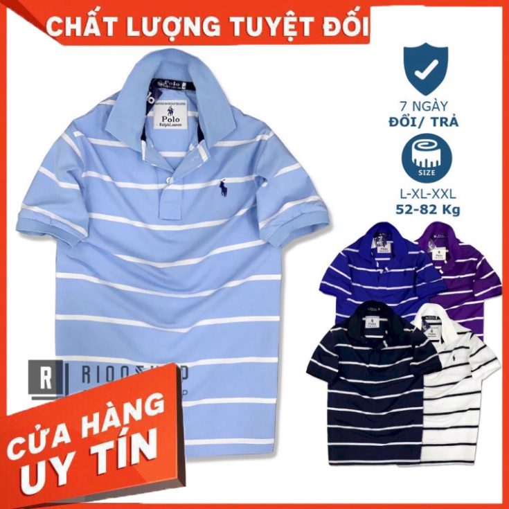 Áo thun nam có cổ sọc ngang RL cao cấp RCP015V - áo phông nam tay ngắn form rộng Riooshop - Hàng nhập khẩu