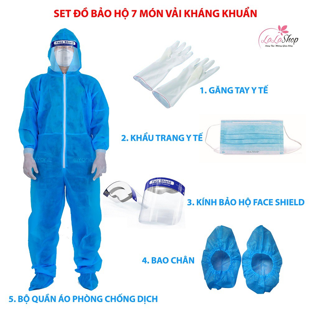 Combo đồ bảo hộ gồm 7 món làm từ vải kháng khuẩn PP định lượng phòng dịch an toàn khi ra đường, đi máy bay hay về quê