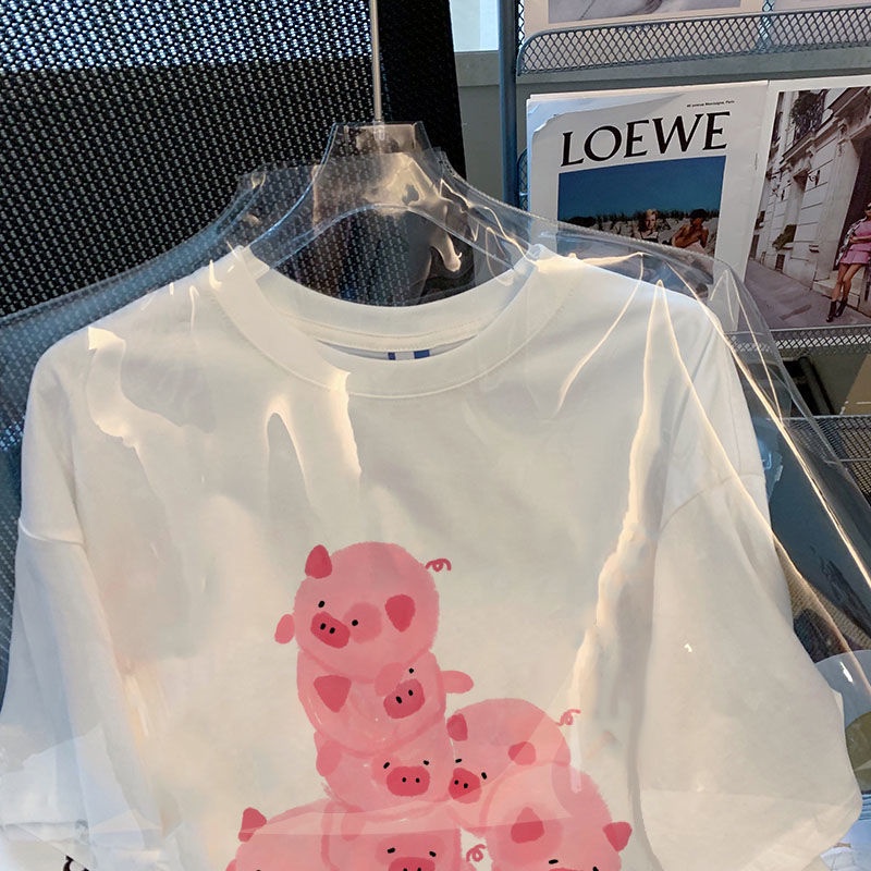 Áo Thun In Hình Chú Heo Dễ Thương Thời Trang Mùa Hè