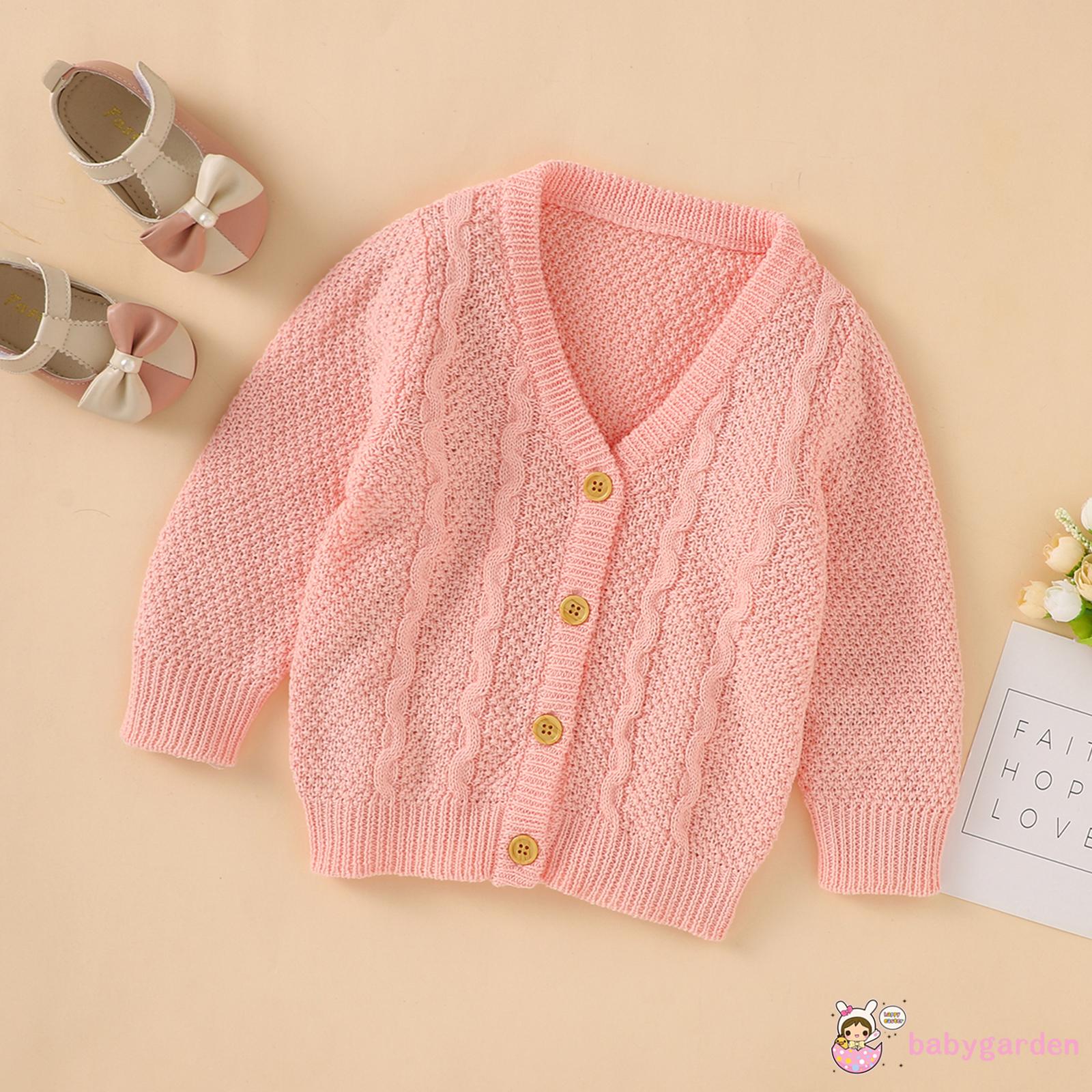 Áo Khoác Cardigan Dài Tay Cổ Chữ V Màu Trơn Cho Bé Gái