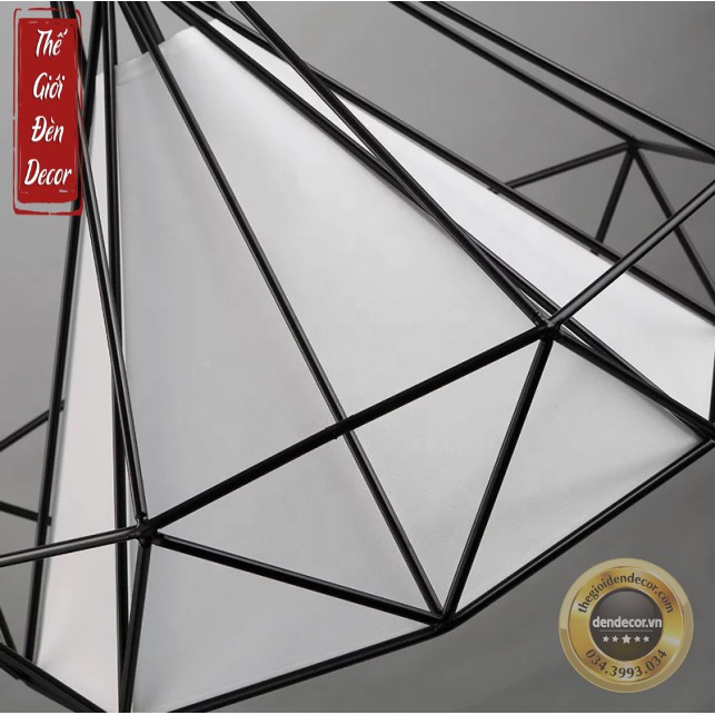 Đèn thả đơn T034 , đèn trang trí kim cương khung sắt sơn tĩnh điện D250