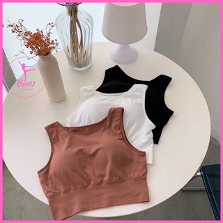 Áo Ba Lỗ Crop có mút đệm ngực chất thun borip dày dặn 3 màu - beo47_shop
