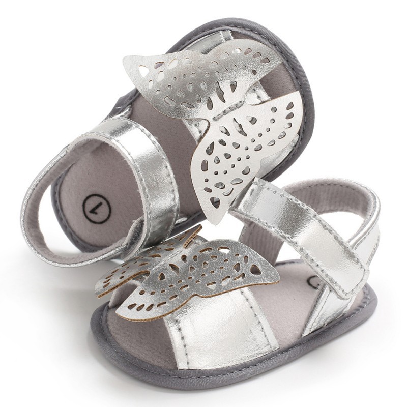 Giày sandals vải da đính bươm bướm xinh xắn cho bé