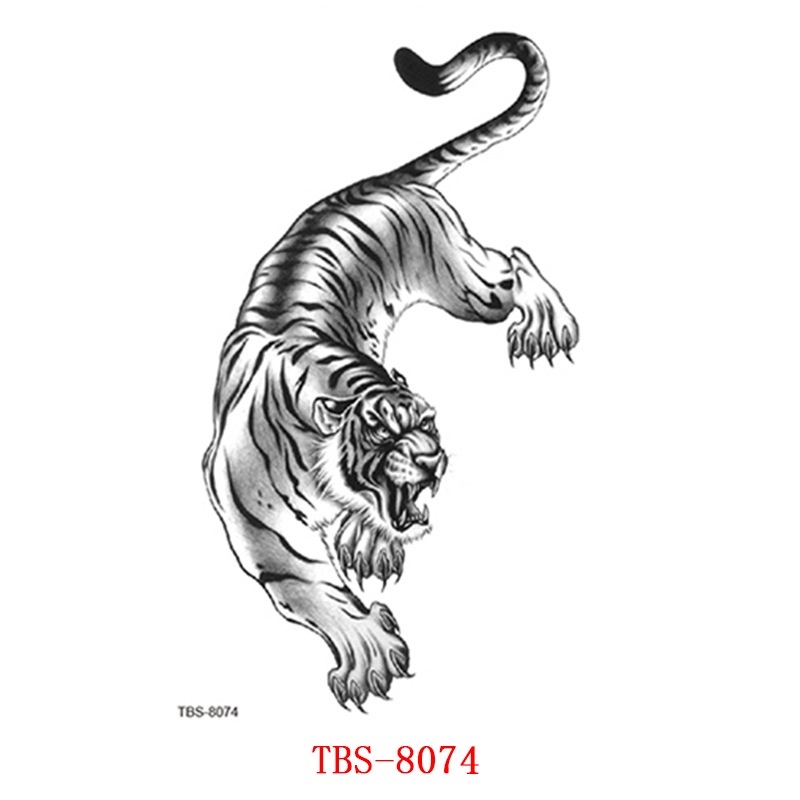 Miếng Dán Hình Xăm 3D Chống Thấm Nước Họa Tiết Chó Sói/Rồng Ấn Tượng