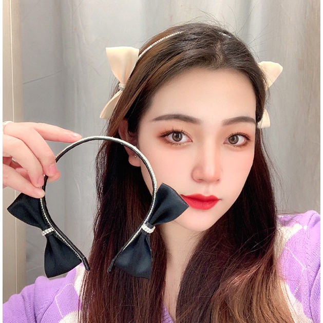 Băng Đô Hai Bên Đính Nơ Phối Đá Tiệm Thêu Việt Sang Trọng