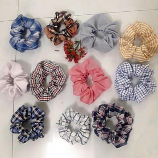 Thun cột tóc,scrunchies họa tiết kẻ