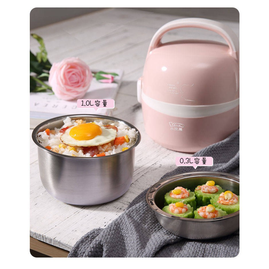 Hộp cơm hâm nóng bằng điện, cắm điện, hấp cơm hai lớp, giữ nhiệt cầm tay