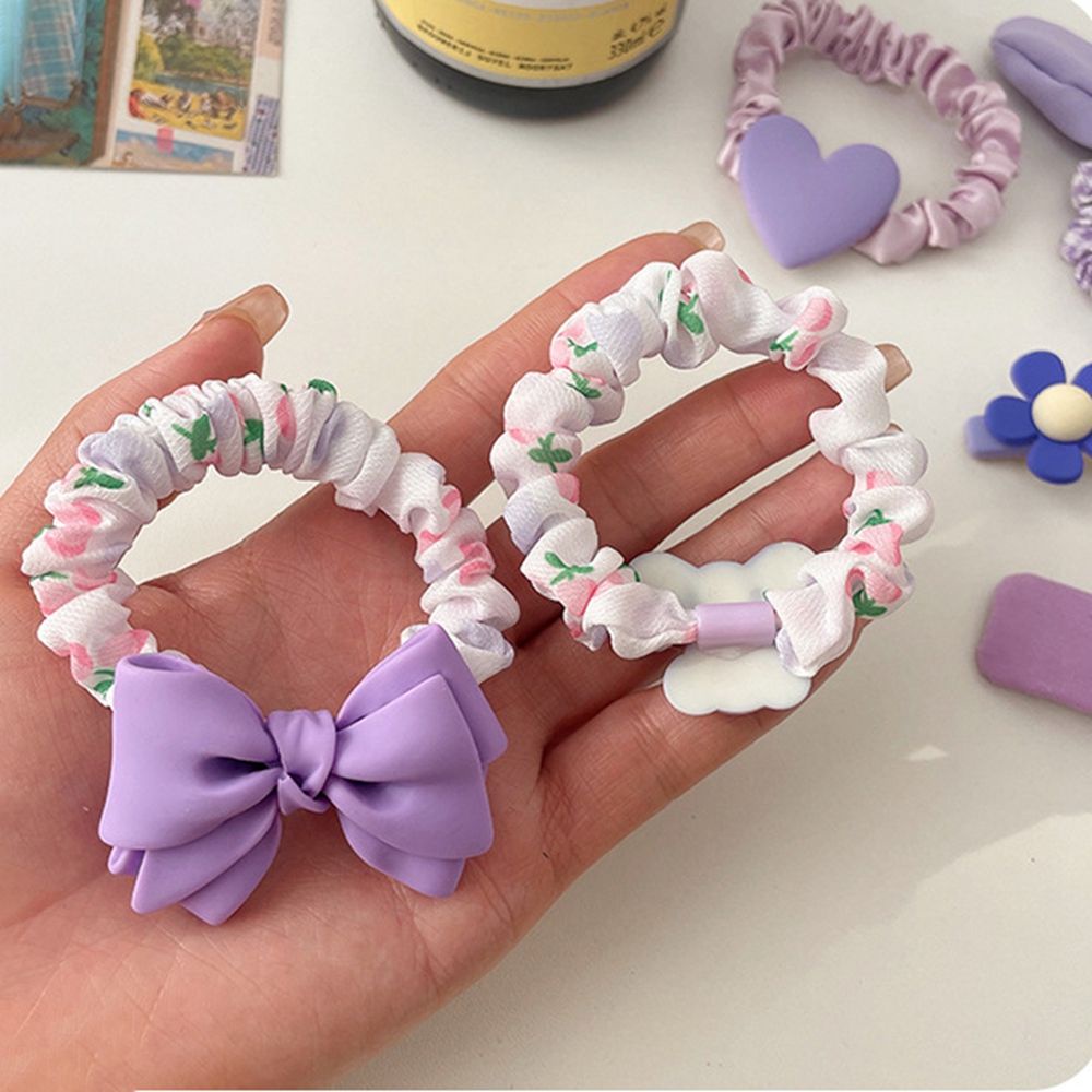 Dây buộc tóc hình nơ/hoa/trái tim màu tím dễ thương phong cách Hàn Quốc thời trang mùa xuân cho nữ TAYLOR1