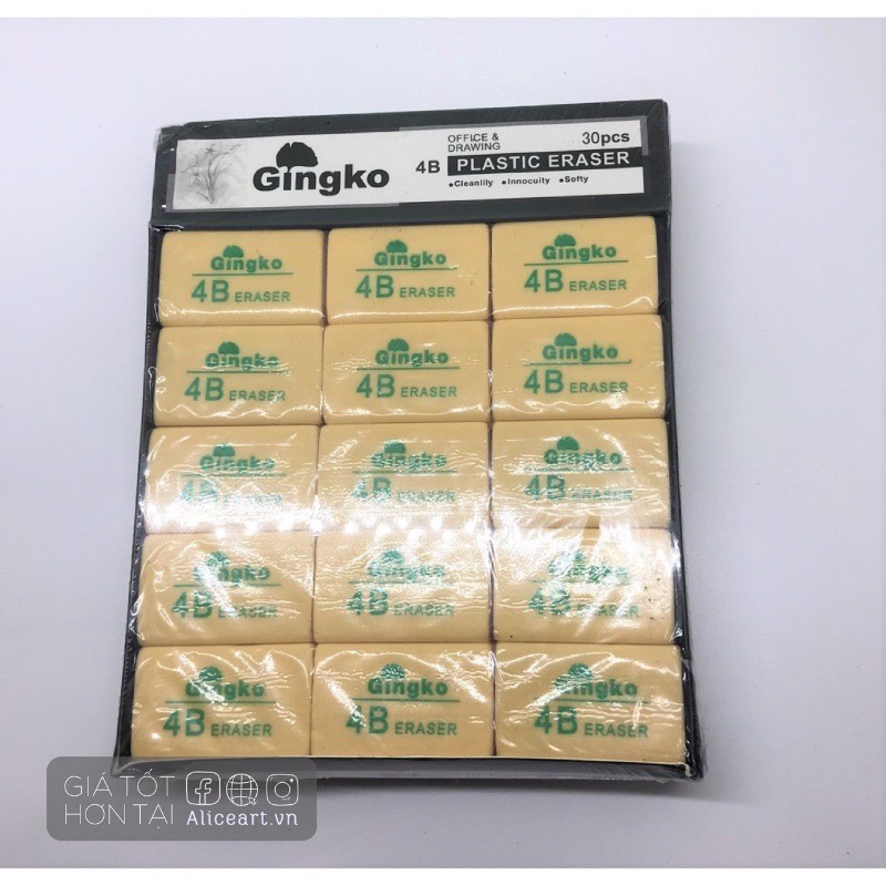 Tẩy Gôm Mềm mạnh cho giấy mỏng, tẩy đen 4B Hàn Quốc Jumbo & Tẩy vàng Gingko
