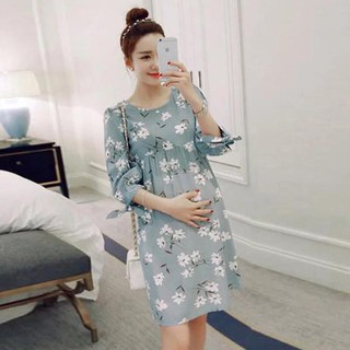 VÁY BẦU HOA THẮT EO