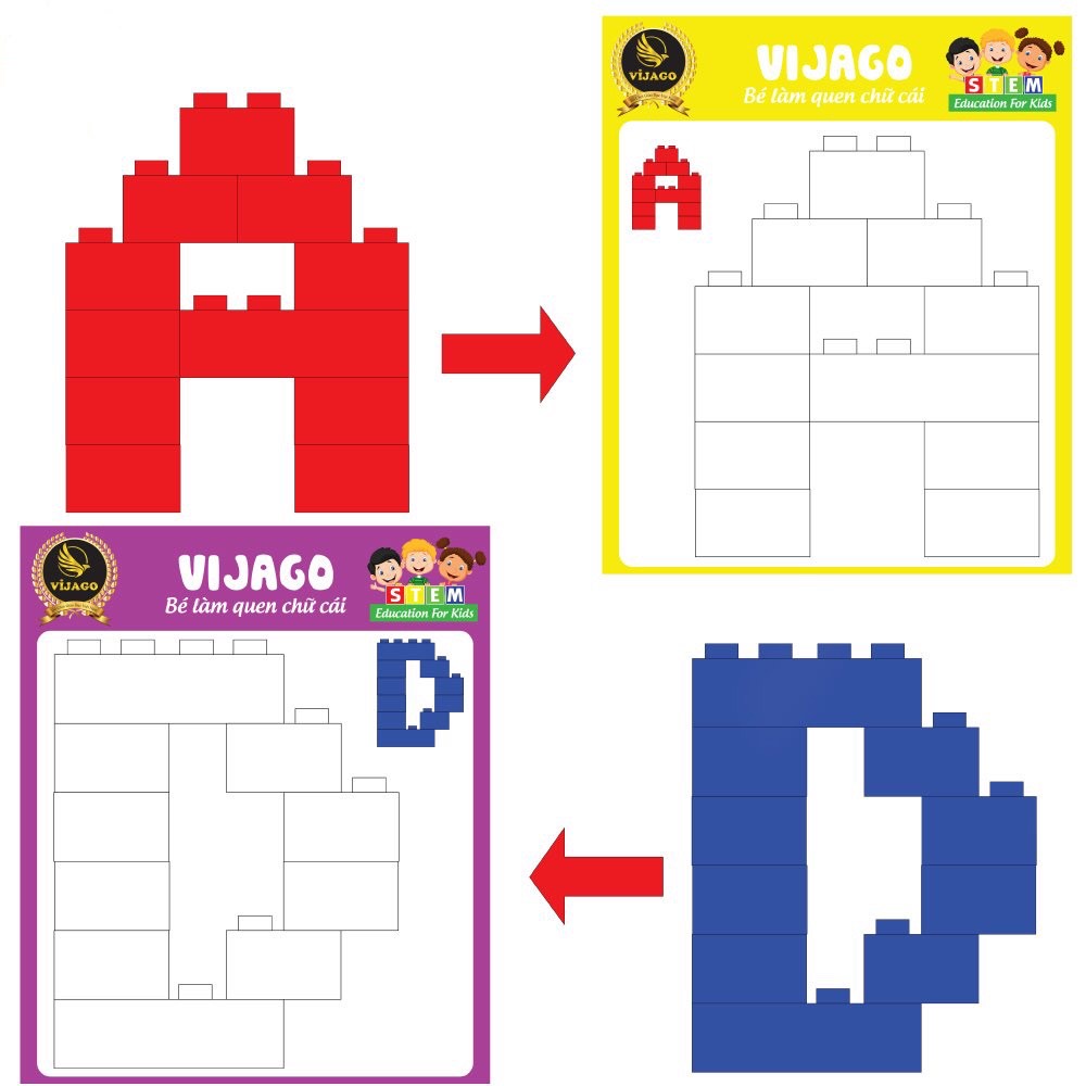 Đồ Chơi Xếp Hình Thông Minh 160 Chi Tiết VIJAGO Bằng Nhựa Nguyên Sinh An Toàn Cho Bé- Babibo.Kids