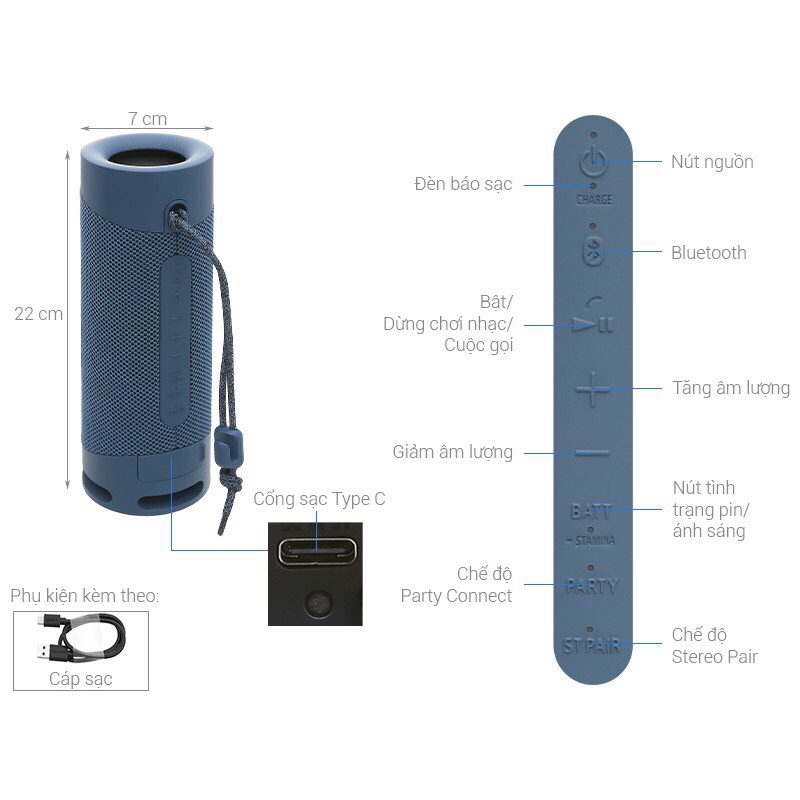Loa Bluetooth Sony SRS - XB23  - Hàng Chính Hãng