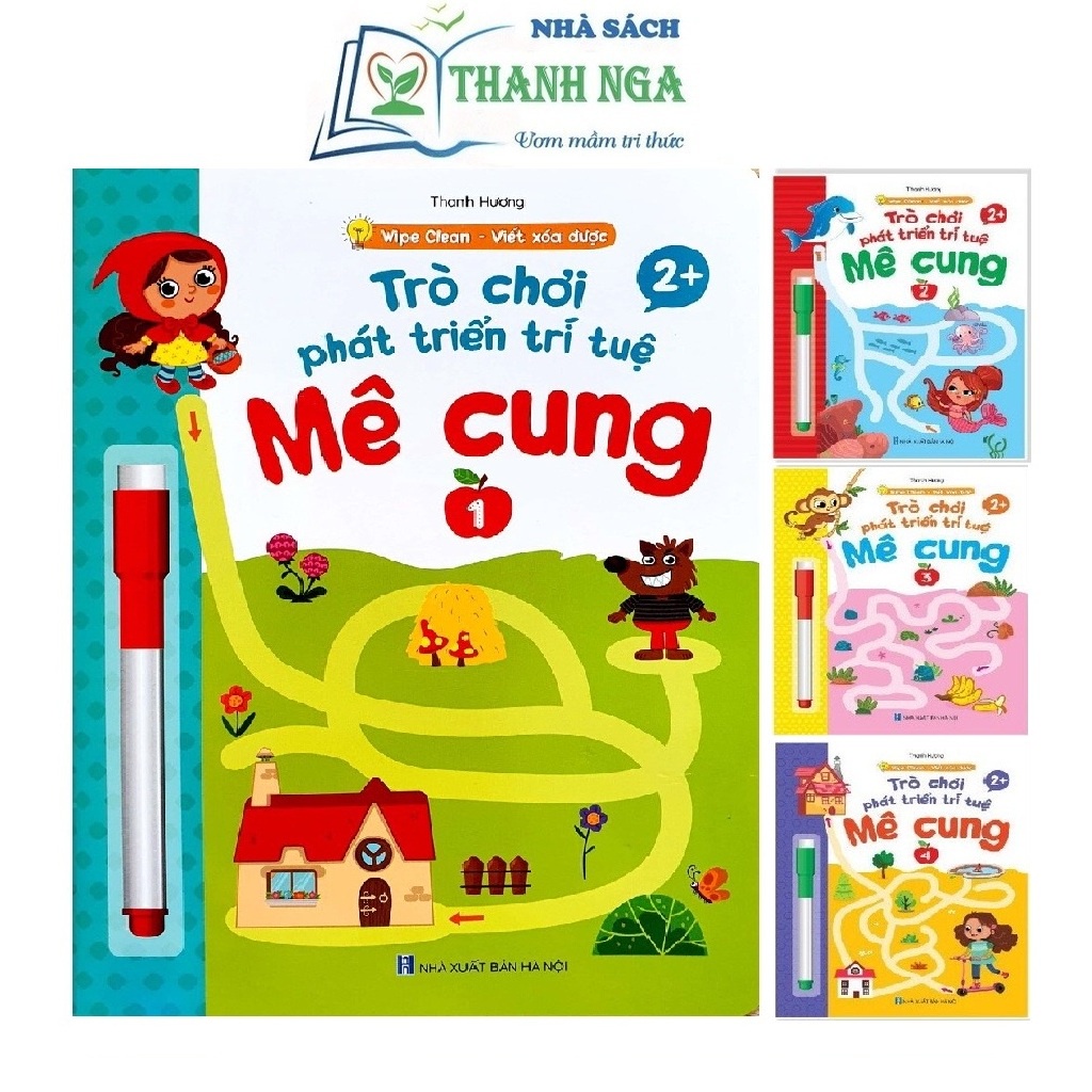 Sách - Trò trơi mê cung phát triển trí tuệ 1234 - Phiên bản wipe clean viết xóa được dành cho trẻ tuổi 2+ (Bộ 4 cuốn)
