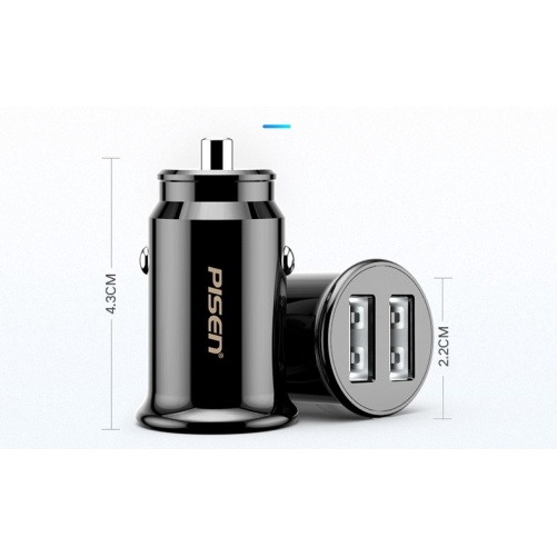 Sạc Xe Hơi Pisen Dual USB Car 2.4A (12W, FAST) 2 cổng USB - HÀNG CHÍNH HÃNG - BL-CC01LS