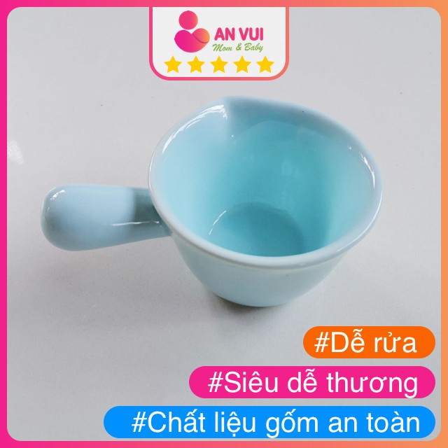 Bát ăn dặm cho bé, gốm sứ hình gáo, an toàn phù hợp mọi lứa tuổi An Vui Mom&amp;Baby
