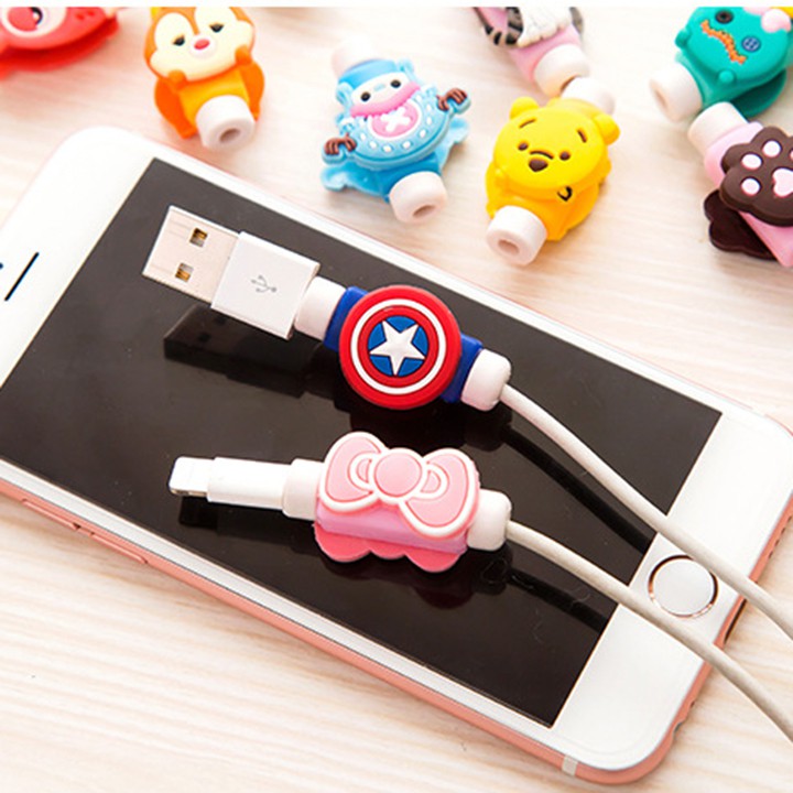 Bọc chân sạc dây điện thoại silicon chống đứt gãy hoạt hình thú cưng cute dễ thương  youngcityshop 30.000