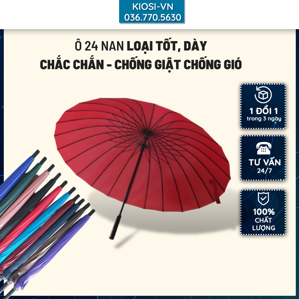 Ô dù che mưa - Ô dù cỡ lớn cán dài 24 nan chống lật - tán rộng cho 3 người - SIÊU CHẮC LOẠI ĐẸP