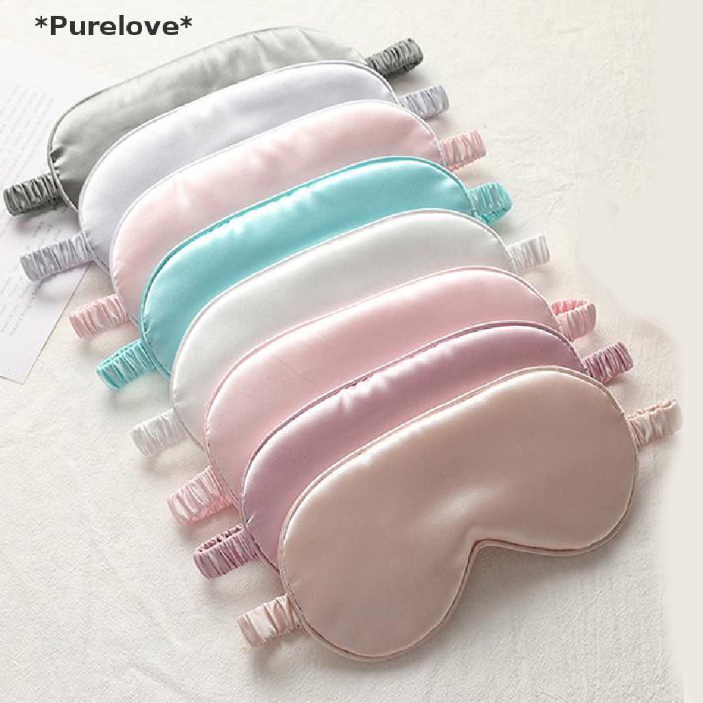 Purelove Miếng Che Mắt Ngủ Lụa Hai Mặt Màu Trơn Chống Bọng Mắt