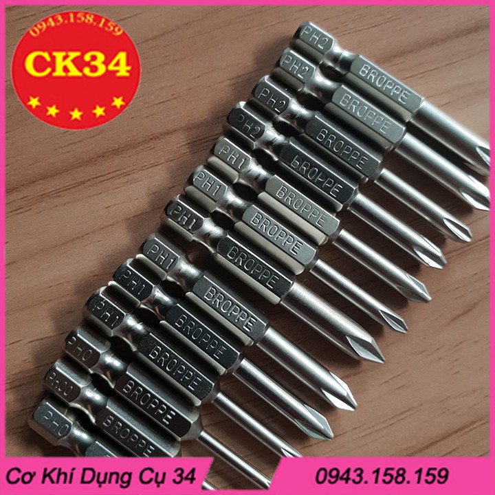 Mũi tô vít 4 cạnh có nam châm. Mũi tô vít 4 cạnh chuôi lục giác dài 50mm cho khoan pin, điện hãng PROPPE cao cấp
