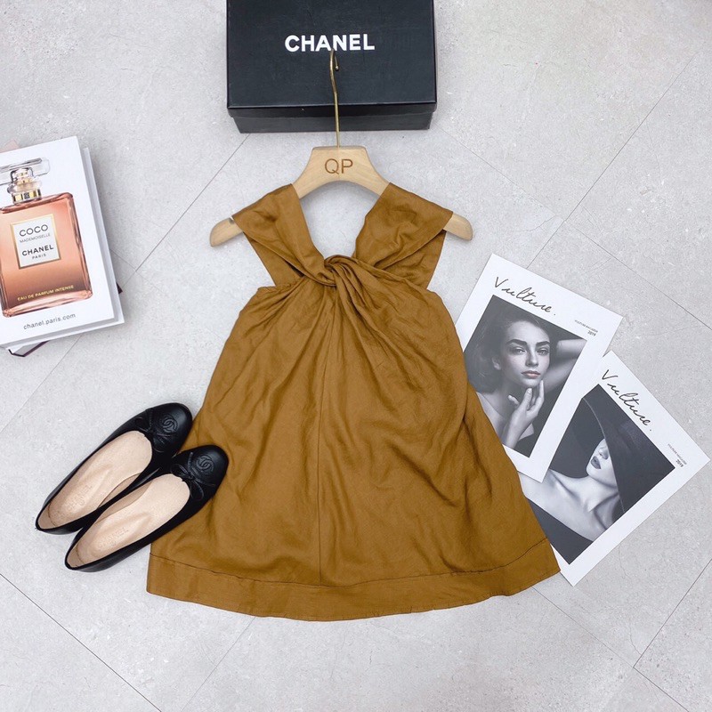 Áo 2 dây xoắn cổ yếm Đen -Nâu | BigBuy360 - bigbuy360.vn