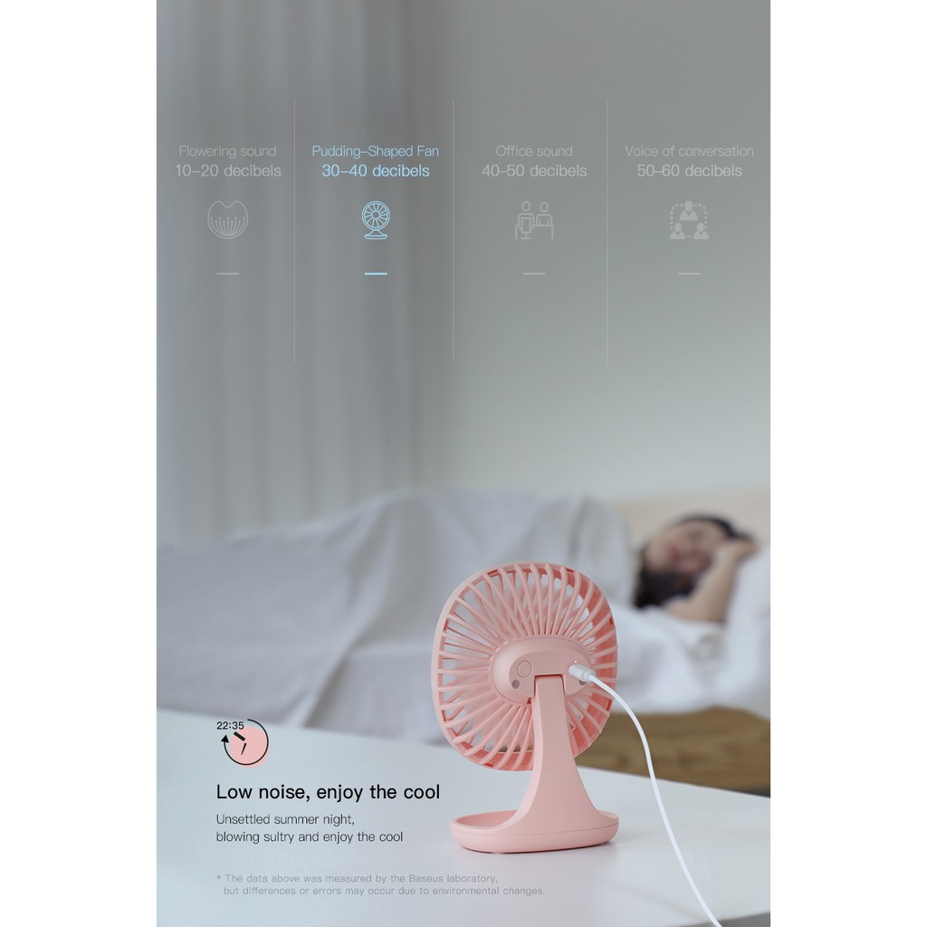 [Chính Hãng]ư Quạt mini để bàn Baseus Pudding-Shaped Fan (3 mức tốc độ - Mini USB Air Cooling Fan Clip Desk Fan)