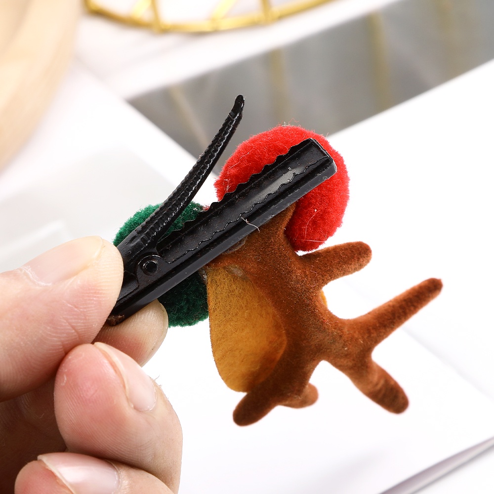 Haimeikang Cute Reindeer Horn Hair Clips For Women Christmas