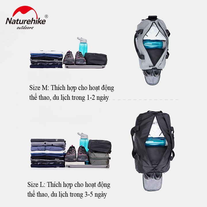 Túi trống thể thao Naturehike NH19SN002 cao cấp chính hãng tập gym đựng giầy thể thao du lịch dã ngoại