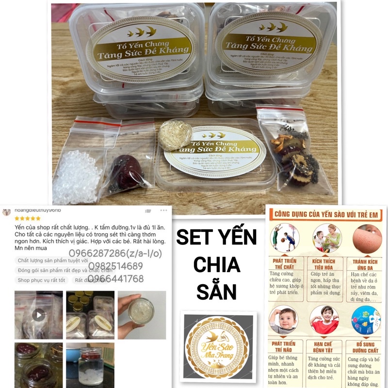 combo 5 set yến chia sẵn- set yến baby(1 set chưng được 2 hủ) tặng kèm 1 hủ thuỷ tinh chưng yến
