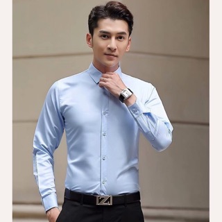 ÁO SƠ MI TRƠN NAM DÀI TAY CỔ BẺ CÔNG SỞ CAO CẤP