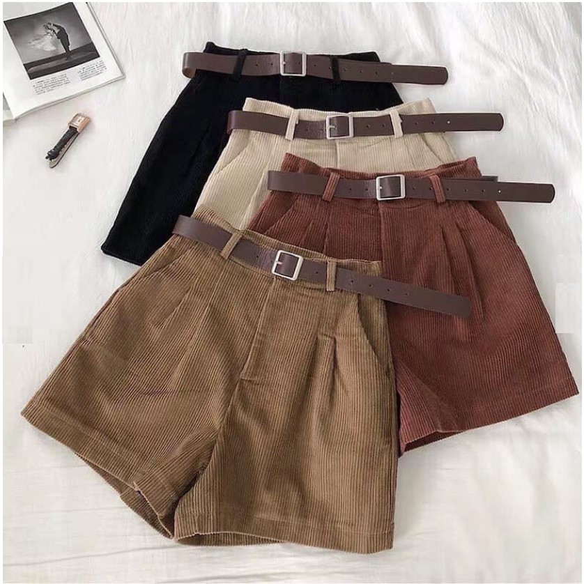 Quần Short NHUNG Cạp Cao Vải Nhung Cao cấp, KHÔNG KÈM ĐAI, Có BIG SIZE 86KG, Trend năm nay