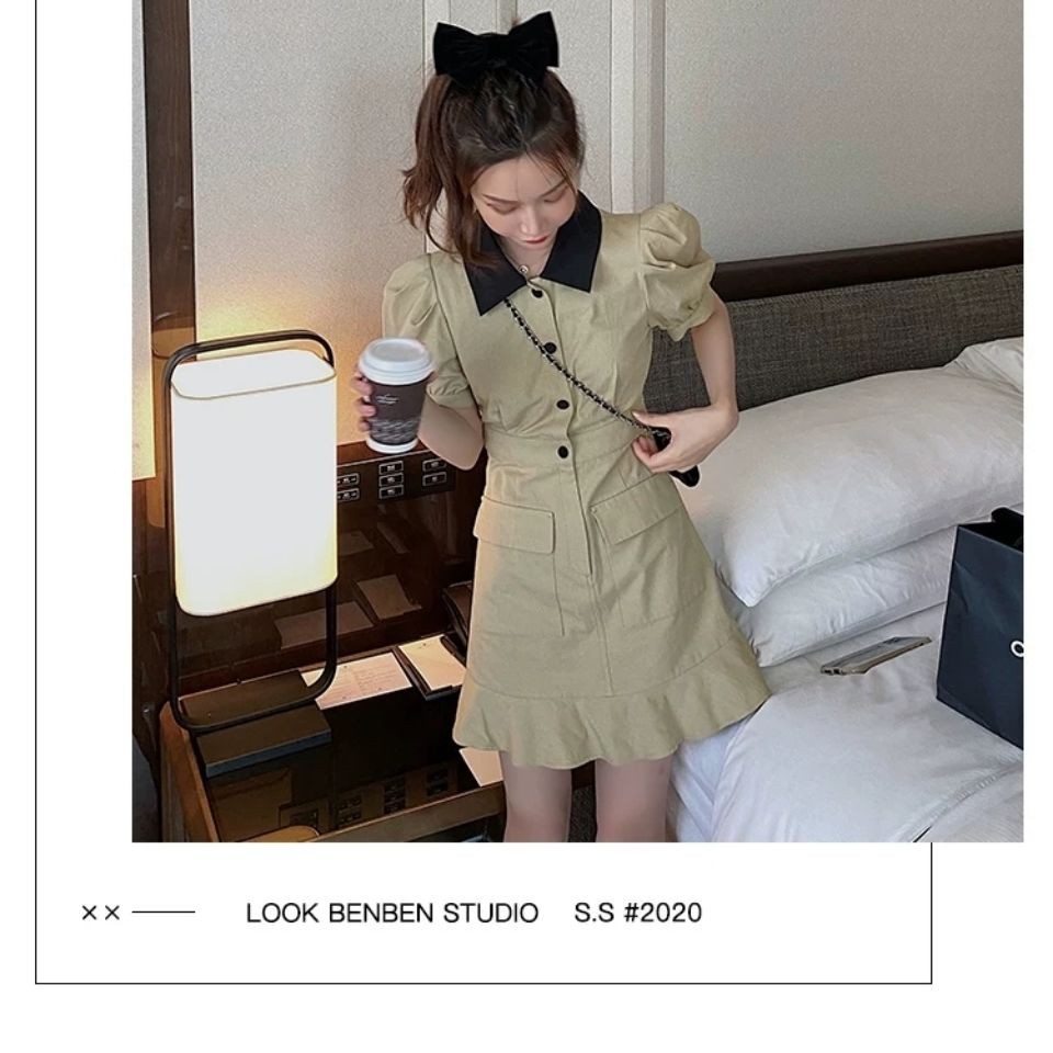 Đầm Đuôi Cá Tay Phồng Thời Trang Retro Thanh Lịch Kiểu Hàn Quốc 2021 | BigBuy360 - bigbuy360.vn