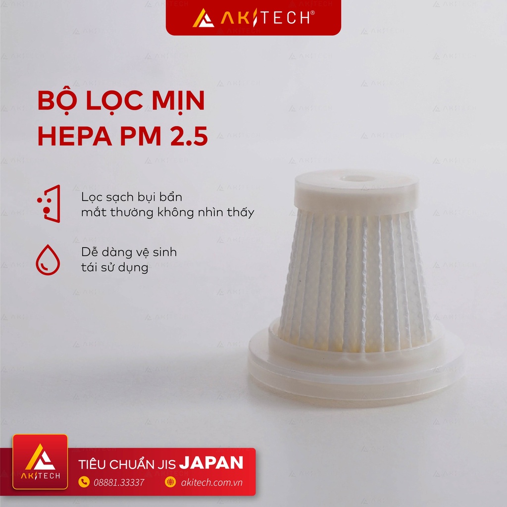 Máy hút bụi cầm tay không dây mini AKI VACUUM hút bụi xe hơi, ô tô, giường, nệm, sofa, lực hút 6000PA