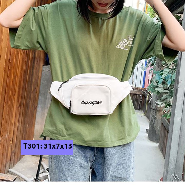 Túi bao tử đeo chéo vải bố unisex nam nữ đeo bụng đeo trước ngực Douciyuan cá tính T301 | BigBuy360 - bigbuy360.vn