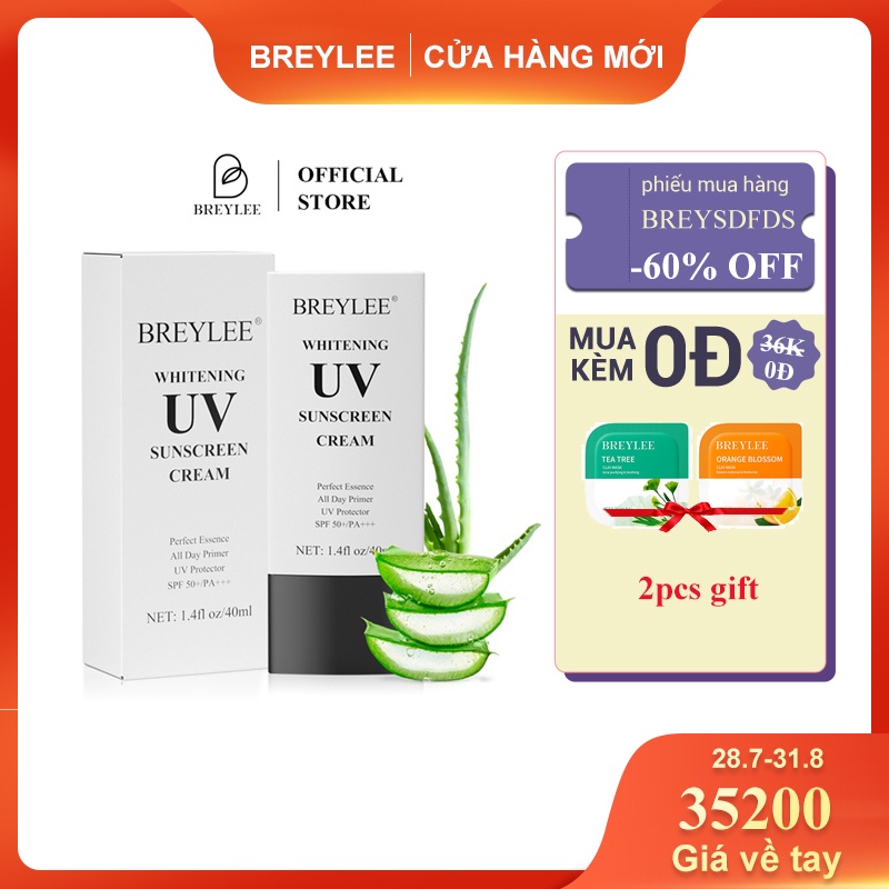 Kem chống nắng Breylee SPF50+ PA+++ ngừa tia UV làm trắng da 40ml