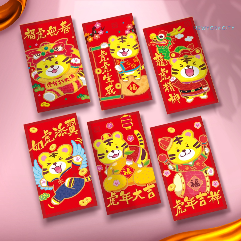 1 túi bao lì xì giấy họa tiết con hổ năm mới 2022